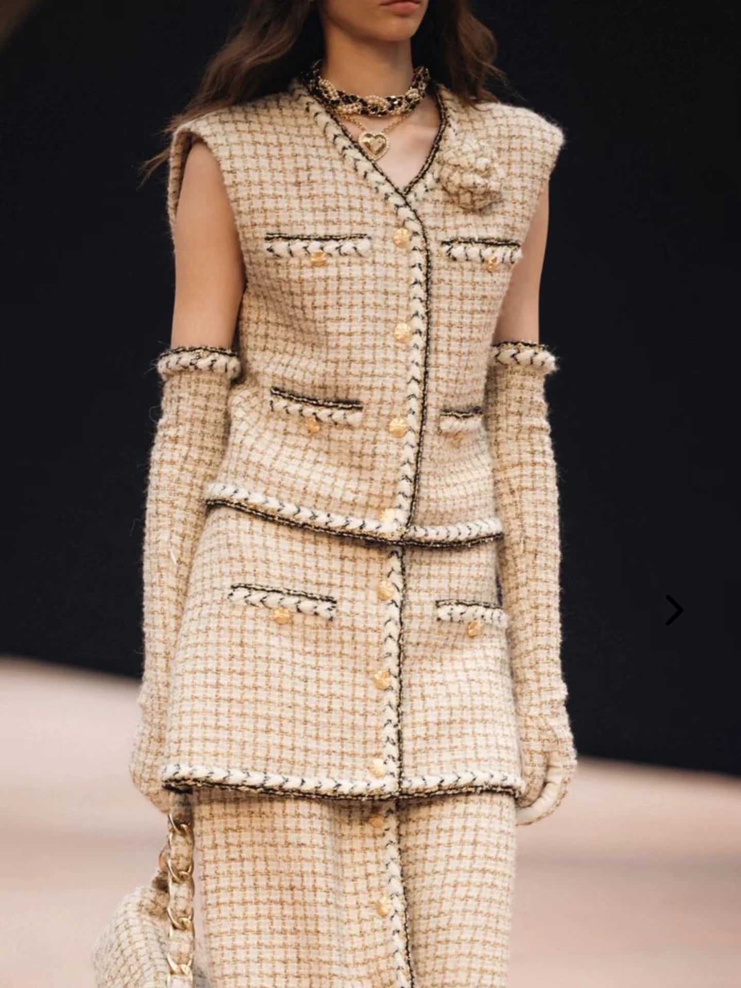 25 autumn and winter new suit, women's wool tweed vest skirt, celebrity temperament three-piece set women's clothing