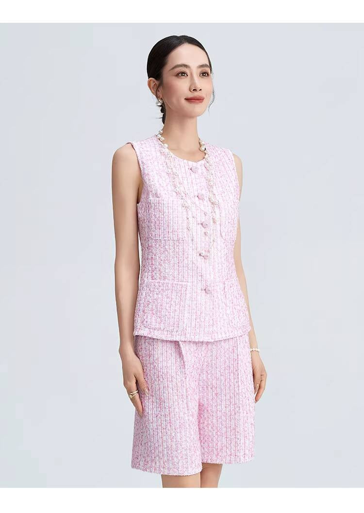 Style Fashionable Trendy High-End Light Luxury Summer Tank Top and Shorts Socialite Elegant Two-Piece Set for Women