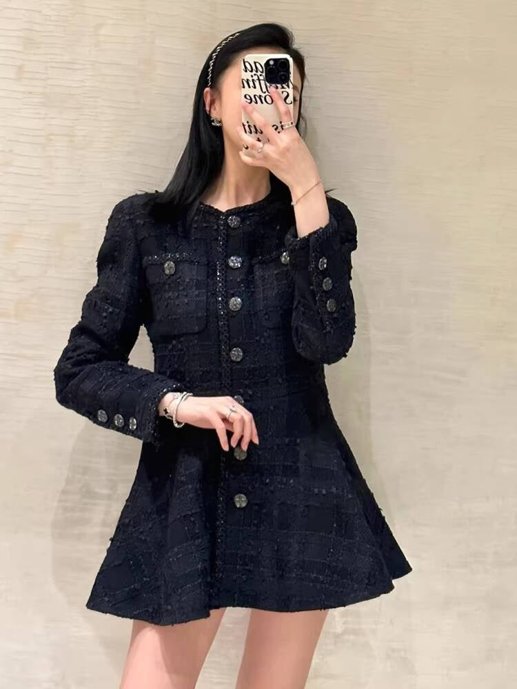 25 New French Style  Suit Jacket Short Pants Dress Socialite Elegant Waist-Cinching Tweed Slimming