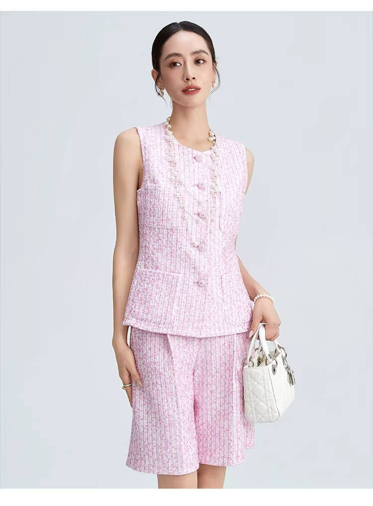 Style Fashionable Trendy High-End Light Luxury Summer Tank Top and Shorts Socialite Elegant Two-Piece Set for Women