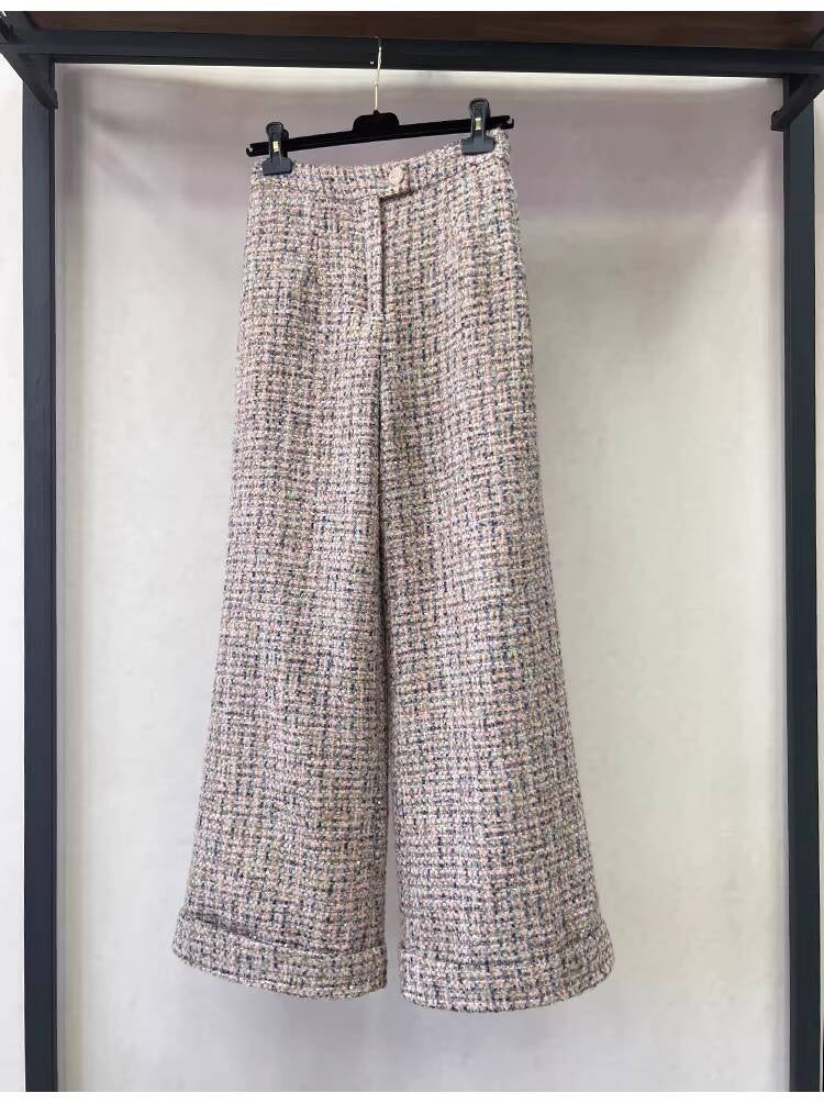 2025  Style Set Light Luxury High-End Feel Wide-Leg Pants Autumn Winter New Asymmetric Design Jacket