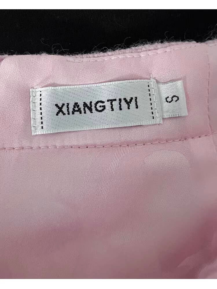 Spring and Autumn Little  Style Socialite Elegant Suit Women's Coat Wide-Leg Mid-Length Pants Wool Tweed High-End Pink Two-Piece Set